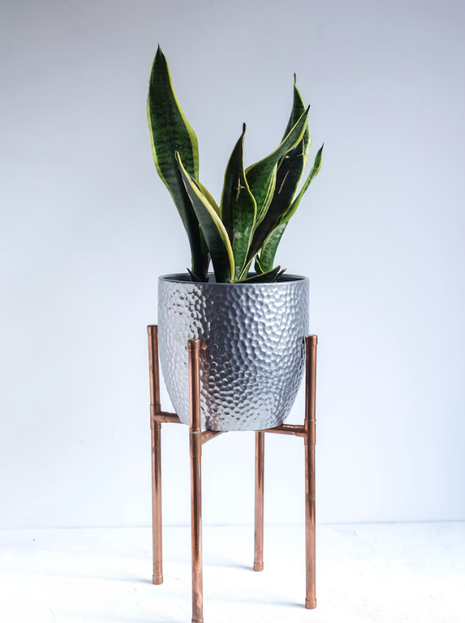 Handcrafted Pure Copper Flower Stand – Handmade Solid Copper Rustic Plant Holder