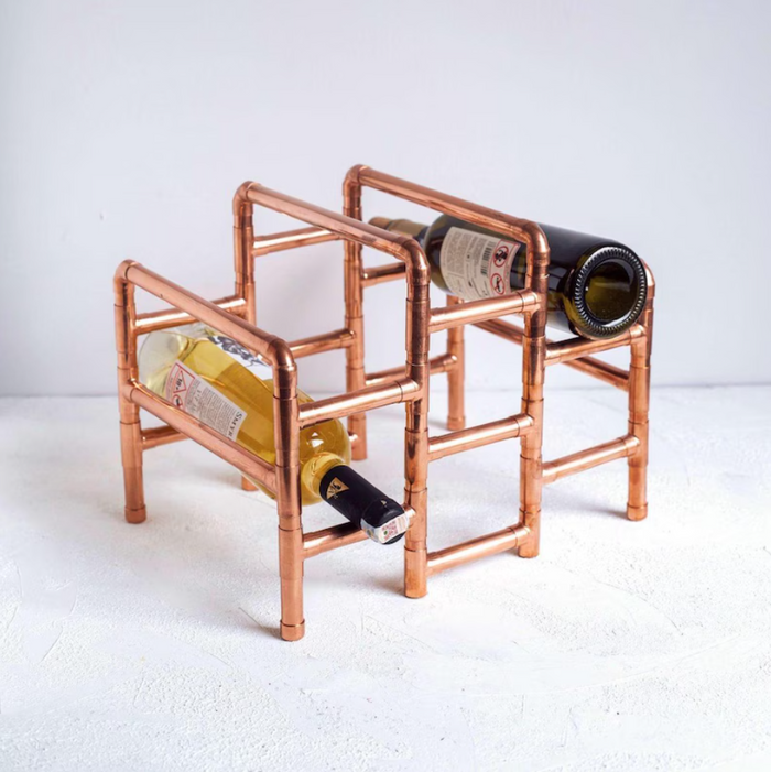 Handmade Recycled Copper Wine Rack | Rustic & Modern Wine Storage (330 mm x 250 mm x 250 mm)