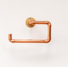 Handcrafted Copper Toilet Paper Holder – Industrial Chic Wall-Mounted Bathroom Accessory 190 mm x 70