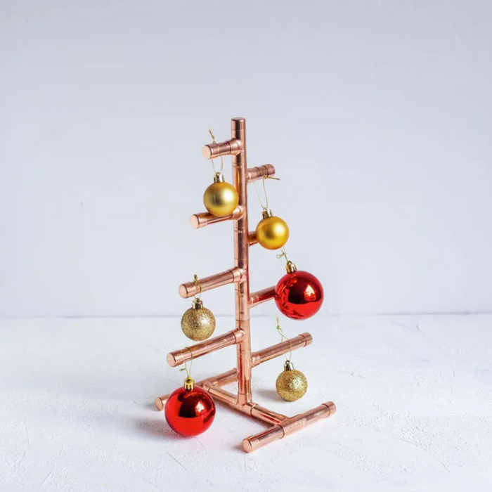 Handcrafted Copper Pipe Christmas Tree - Modern Minimalist Copper New Year Xmas Decor 170 mm x 300 mm