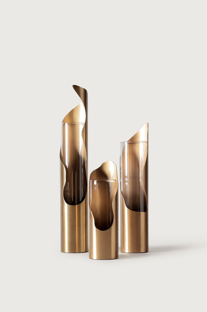 Wavy Brass Vase (Set of 3)