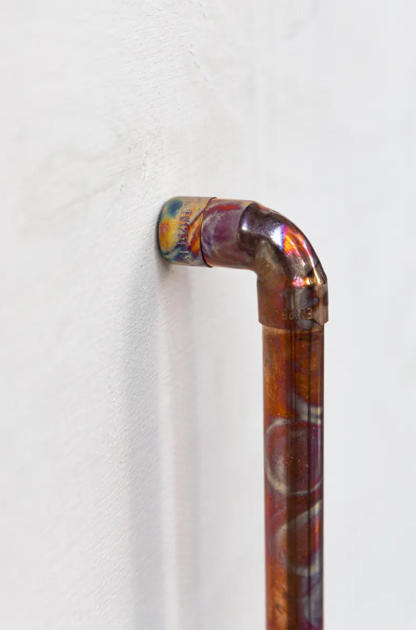 Handcrafted Rainbow Patina Copper Pipe Handle – Industrial Style Copper Dra – view 2