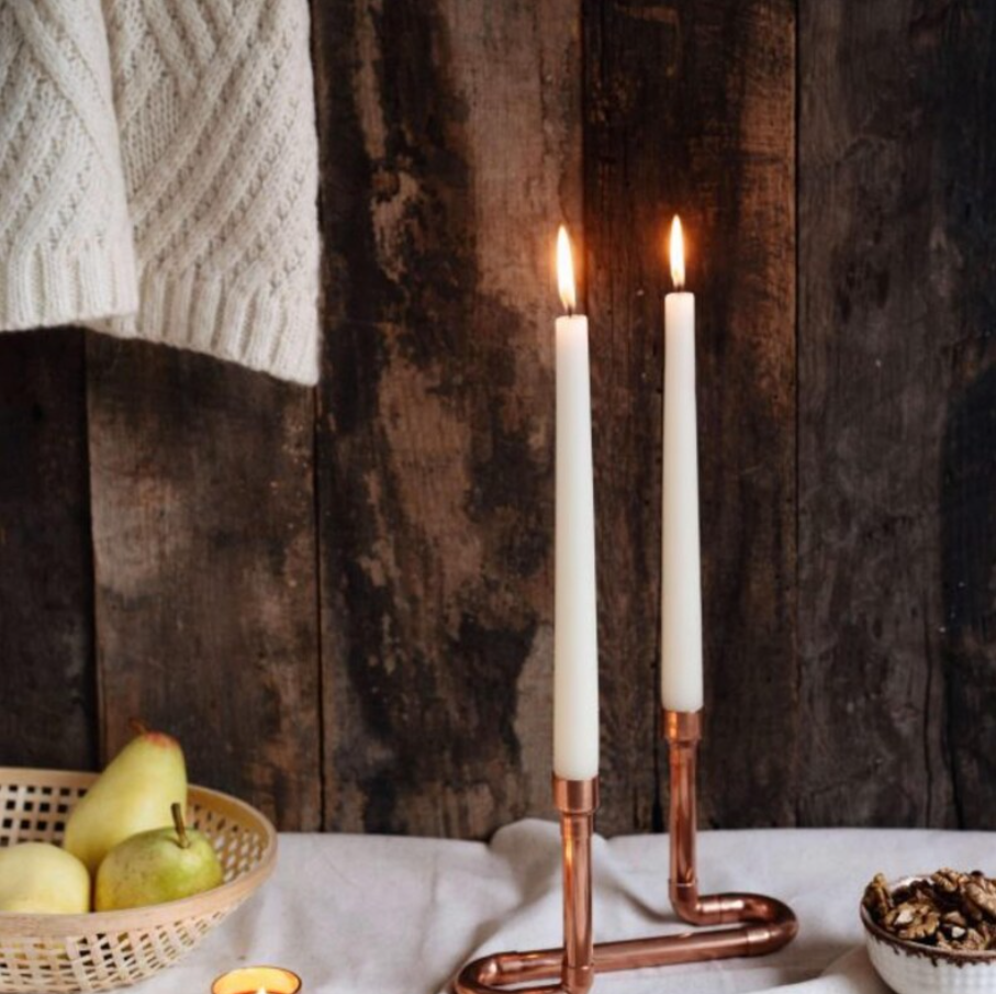 Handcrafted Copper Double Candle Holder - Handmade Copper Rustic Home Decor – view 2