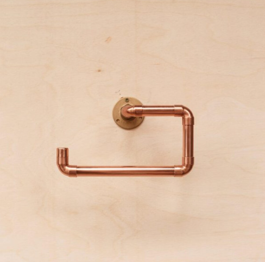 Handcrafted Copper Toilet Paper Holder – Industrial Chic Wall-Mounted Bathr – view 2