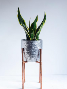 Handcrafted Pure Copper Flower Stand – Handmade Solid Copper Rustic Plant H – view 2