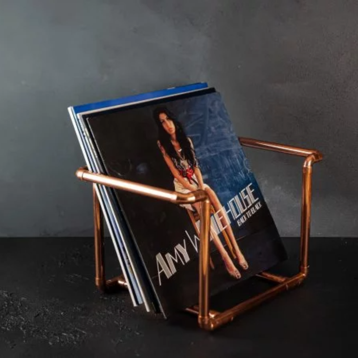 Industrial Copper Vinyl Record Holder