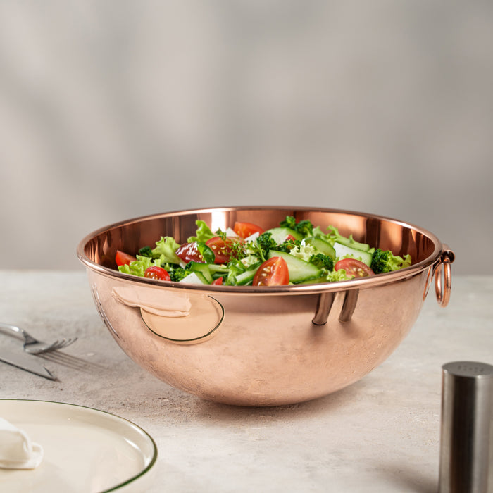 Handmade Copper Salad Bowl, 100% Solid Hammered Copper Serving Bowl