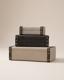 Studded Leather Boxes (Set of 3)