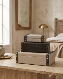 Studded Leather Boxes (Set of 3)