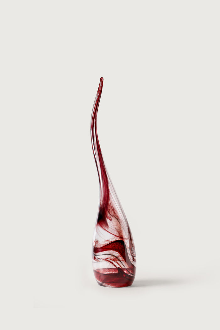 Marbled Tusk Glass Sculpture, Crimson (One Piece)