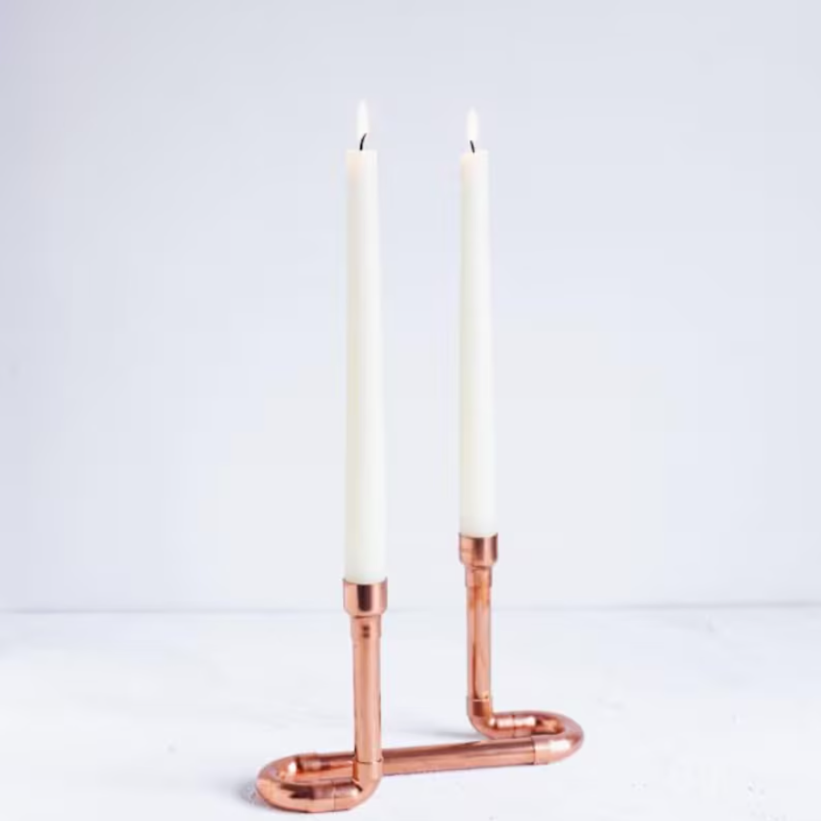 Handcrafted Copper Double Candle Holder - Handmade Copper Rustic Home Decor – view 3