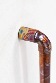 Handcrafted Rainbow Patina Copper Pipe Handle – Industrial Style Copper Dra – view 3