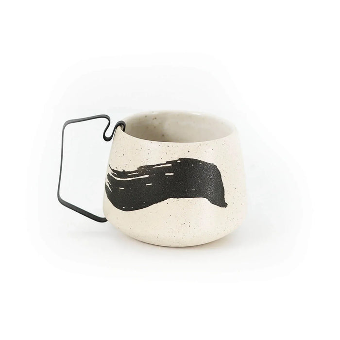 Hic Ceramics Snow White Medium Stoneware Cup with Removable Stainless Steel Handle