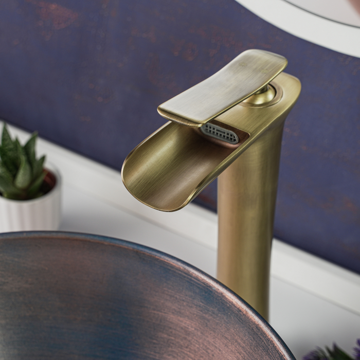 Antique Brass Tall Basin Mixer Tap, Solid Brass Faucet