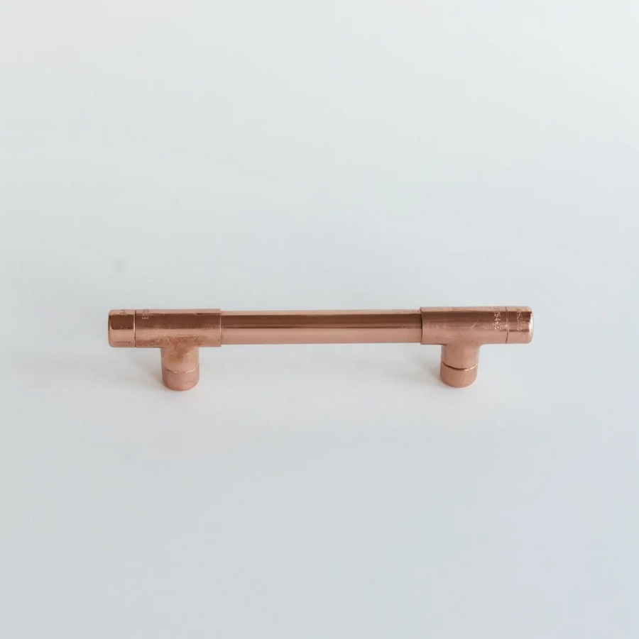 Industrial Copper Handle with Plate | Handmade Solid Copper Pull with Backp – view 3