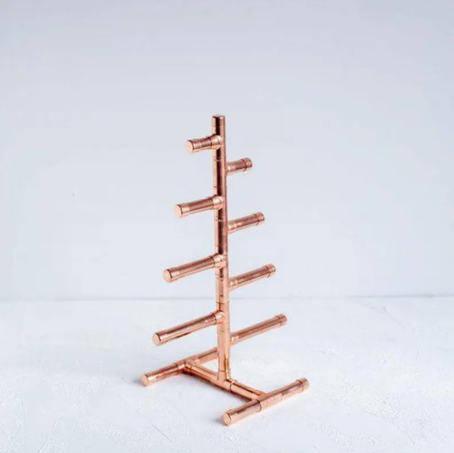 Handcrafted Copper Pipe Christmas Tree - Modern Minimalist Copper New Year – view 3