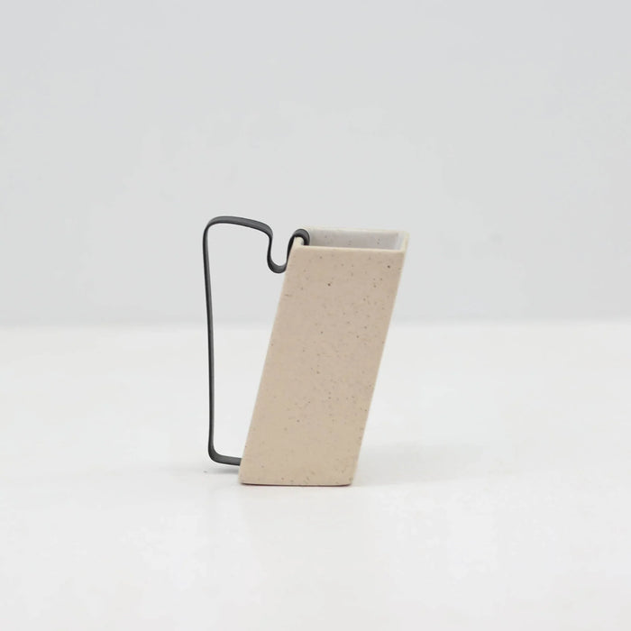 Hic Ceramics Snow White Rectangular Small Stoneware Mug with Removable Stainless Steel Handle