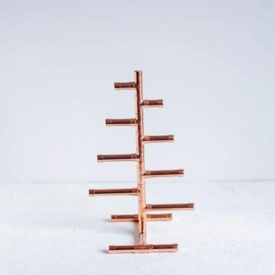 Handcrafted Copper Pipe Christmas Tree - Modern Minimalist Copper New Year – view 4