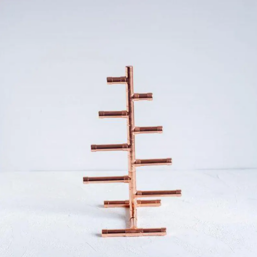 Handcrafted Copper Pipe Christmas Tree - Modern Minimalist Copper New Year – view 4