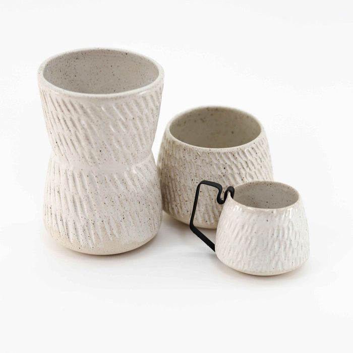 Hic Ceramics Snow White Cup Set Recif — Handcrafted Stoneware Trio