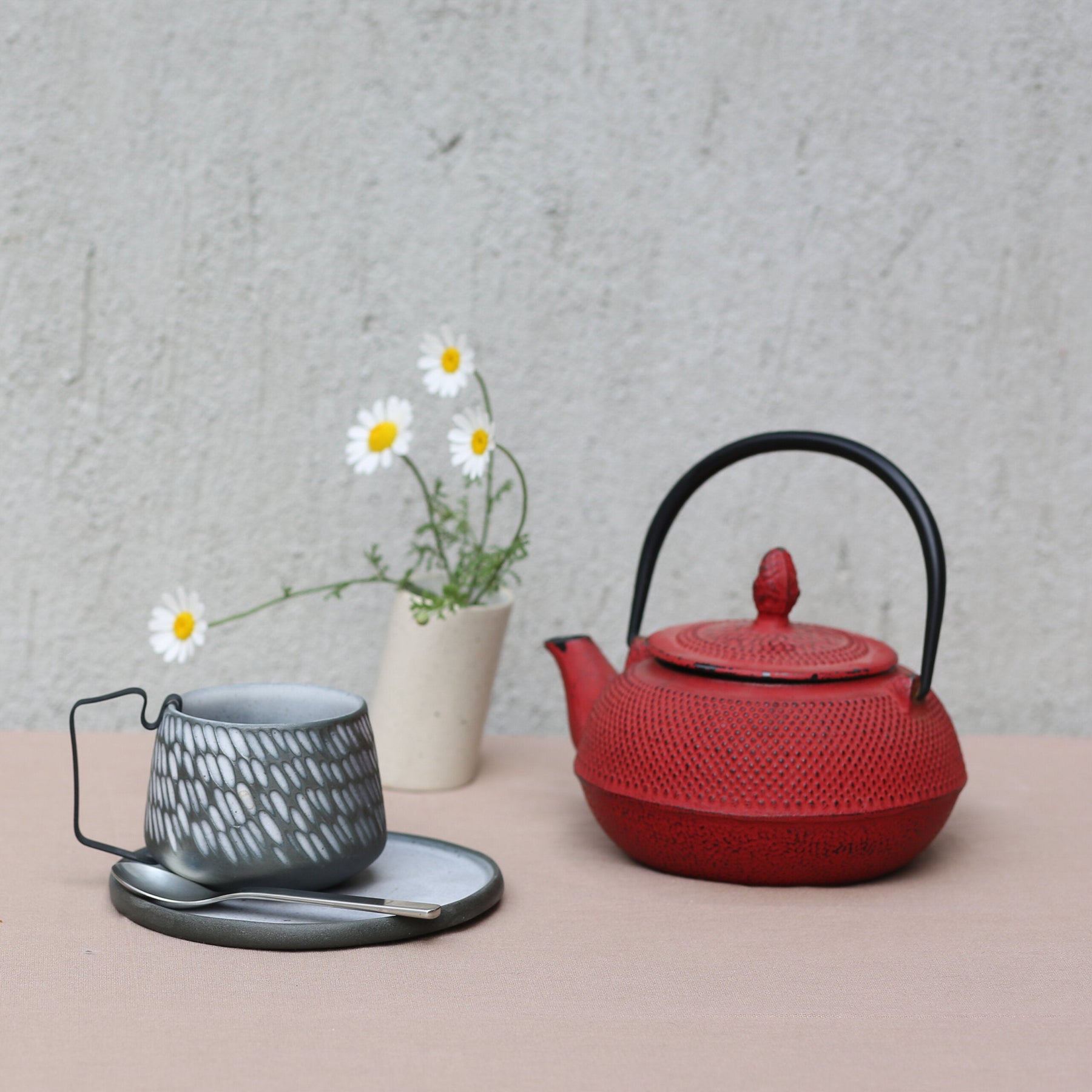 Hic Ceramics Stone Medium Cup Recif — Handcrafted Stoneware Cup with Removable Handle