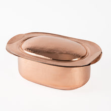 Handmade Copper Casserole with Lid, 100% Solid Hammered Copper Oval Cook & – view 3