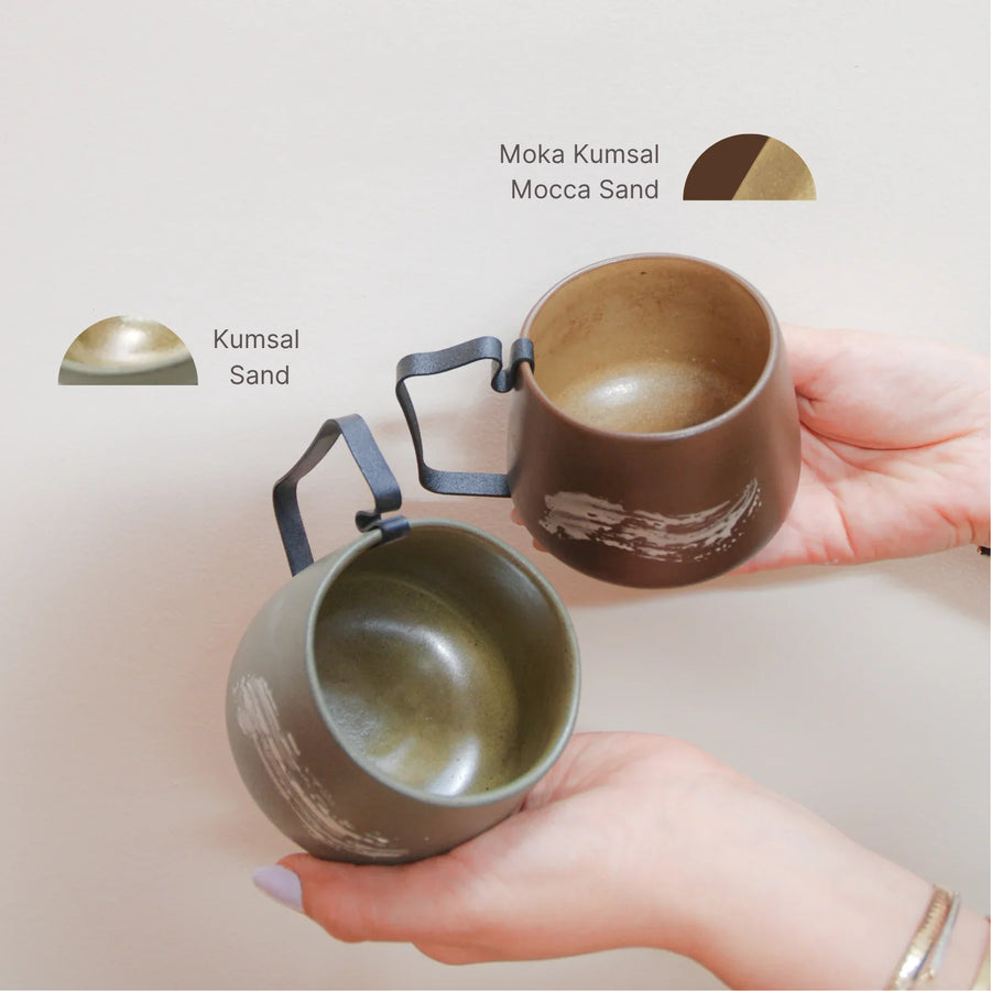Hic Ceramics Sand Medium Stoneware Cup with Removable Stainless Steel Handle