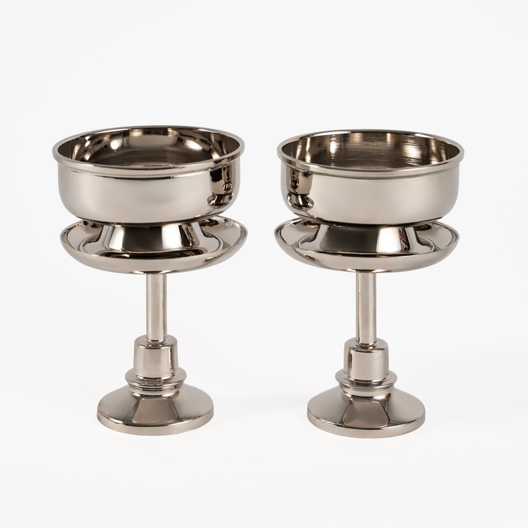 Handcrafted Copper & Silver Dessert Cups Set of 2, Mixed Metal Pedestal Ser – view 6