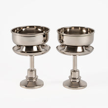 Handcrafted Copper & Silver Dessert Cups Set of 2, Mixed Metal Pedestal Ser – view 6