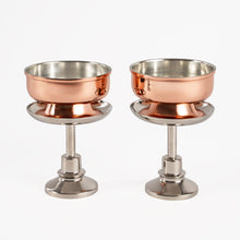 Handcrafted Copper & Silver Dessert Cups Set of 2, Mixed Metal Pedestal Ser – view 5