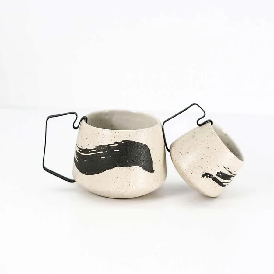 Hic Ceramics Sand Medium Stoneware Cup with Removable Stainless Steel Handle