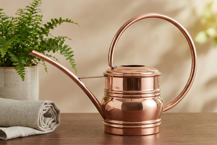 Solid Pure Copper Watering Can for Garden | Handmade Copper Planter Vessel 2000ml | Long Spout Model