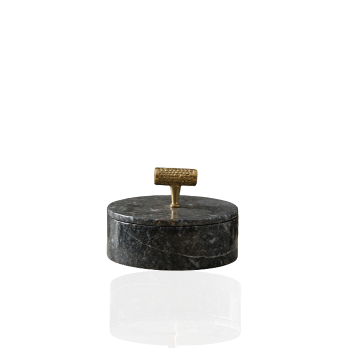 Textured T-Bar Flat Black Marble Jar
