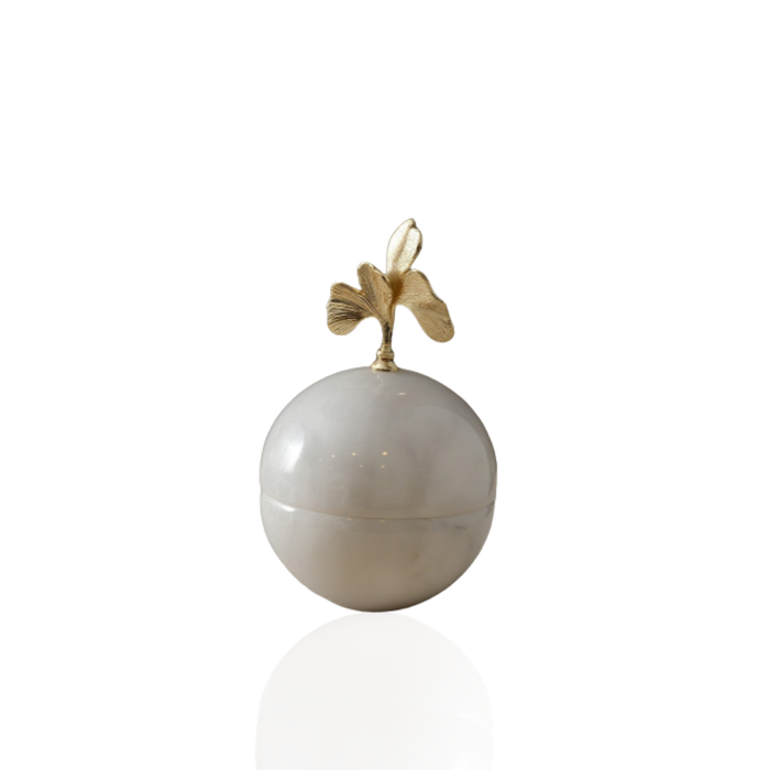 Flora Marble Bonbonnière with Ginkgo Lid