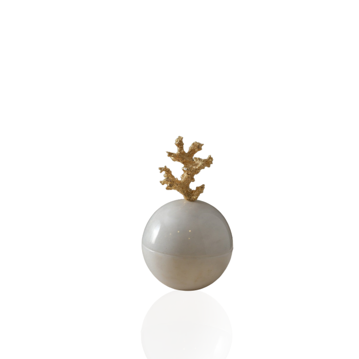 Coral Bonbonnière in White Marble