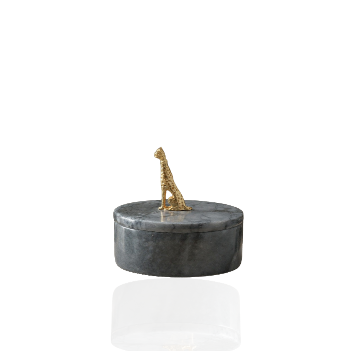 Grey Marble Box with Leopard Detail