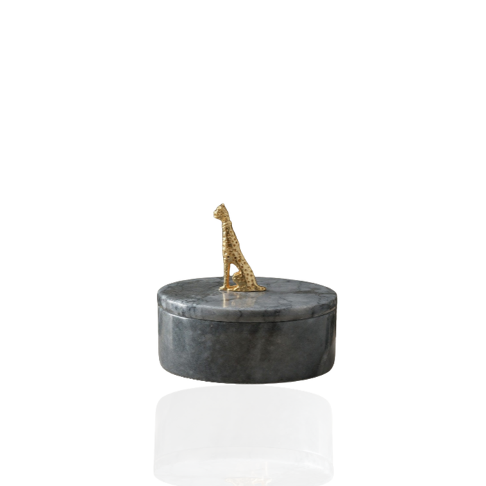 Grey Marble Box with Leopard Detail