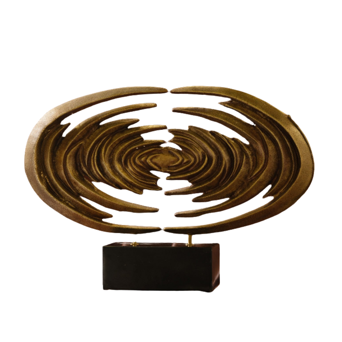Venus Horizon Sculpture – Golden Solid Brass Abstract Art on Marble Base