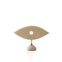 White Marble Eye Sculpture With Brass Stand