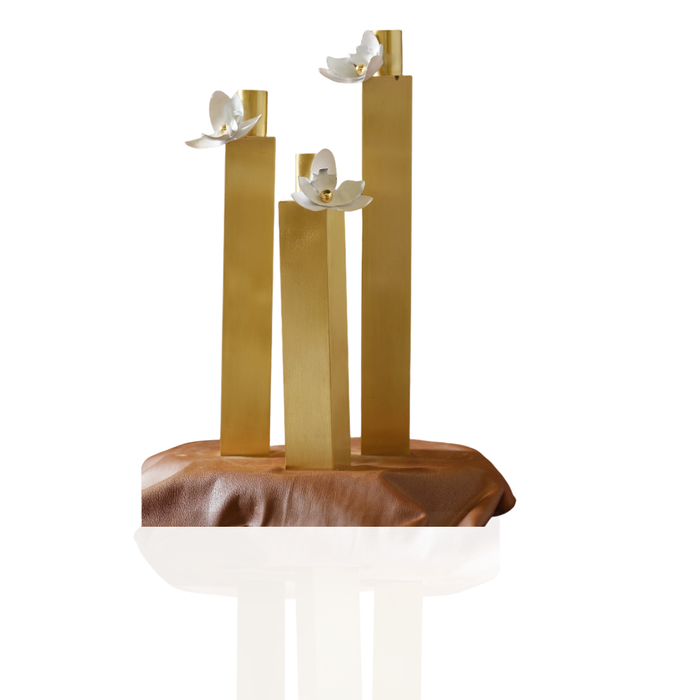 Golden Orchid Candle Holder – Set of 3
