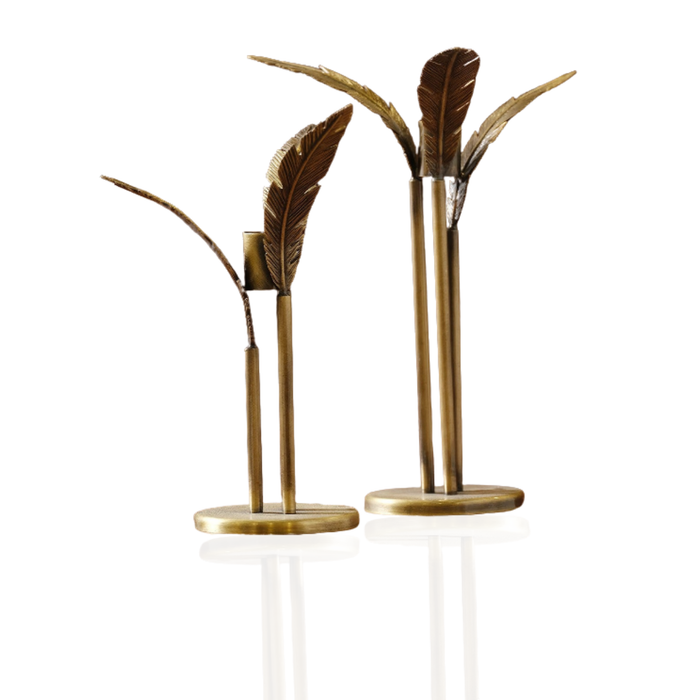 Golden Feather Candle Holder