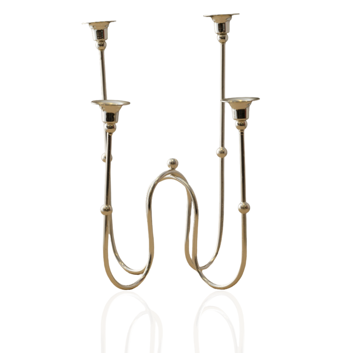 Luna Four-Arm Silver Candelabra