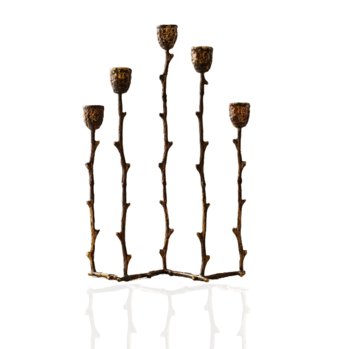 Branch Five-Arm Candelabra in Silvered Brass