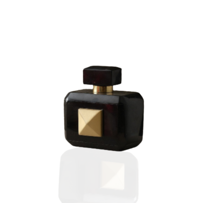 Black Marble Decorative Bottle With Brass Stud Detail