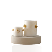 Sphere Detail Marble Vase – White Marble & Gold Decorative Vase Set of 2