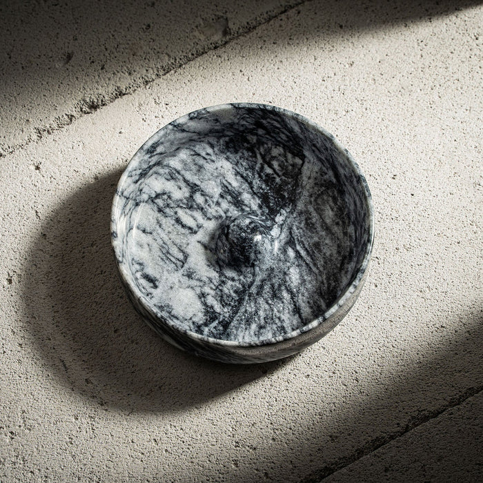 Tumbling Marble Bowl - Handcrafted Luxury in 3 Unique Marble Finishes (Mugla Black)