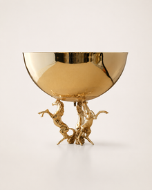 3 Horse Brass Bowl – Statement Centerpiece