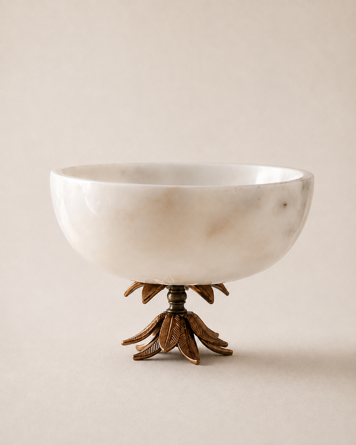 Lotus Marble Bowl – A Sculptural Harmony of Stone and Design
