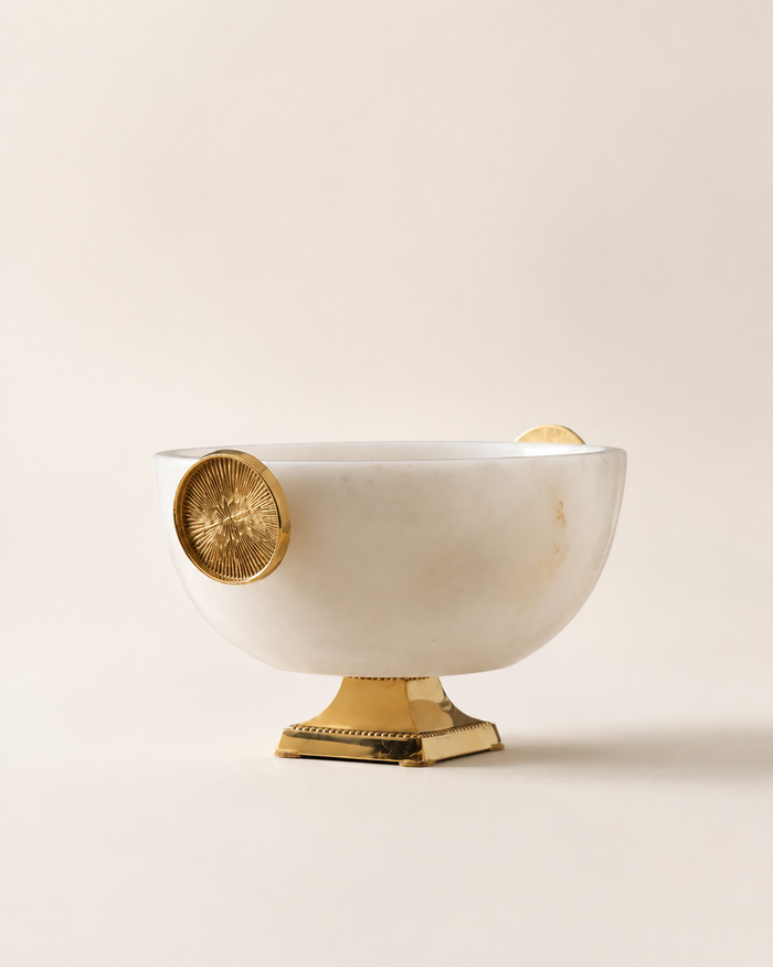 Brass Button Marble Bowl – A Refined Accent Piece