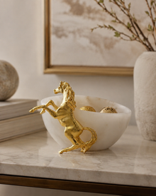 Large Brass Bowl with Horse